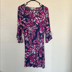 Escapada Navy Dress with Pink and Light Blue Floral Print